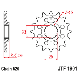 JT zębatka przednia z gumą 1248 14 ktm sx/exc '91-'25, gasgas, beta, husqvarna (124814RB) (łańc. 520) - zamówić