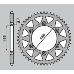 CHT zębatka tylna aluminiowa T7075 (ergal) 213 48 husaberg fe 400/ fe 600 '96-'99 (JTR1950.48) (łańc. 520)