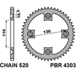 PBR zębatka tylna 4303 39 C45 honda trx 400 x 09 (JTR1350.39) (łańc. 520) (made in italy)