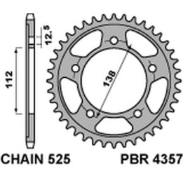 PBR zębatka tylna 4357 38 C45 honda vt 750S 11-13 (JTR1304.38) (łańc. 525) (made in italy)