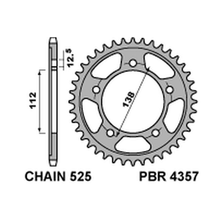 PBR zębatka tylna 4357 38 C45 honda vt 750S 11-13 (JTR1304.38) (łańc. 525) (made in italy)