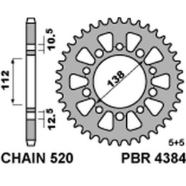 PBR zębatka tylna 4384 41 C45 honda 500F/R/X 13-16 (JTR1316.41) (made in italy)