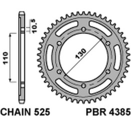 PBR zębatka tylna 4385 43 C45 suzuki gsxr 600 (11-16), yamaha MT-07`14-16 (JTR1876.43) (łańc. 525) (made in italy)