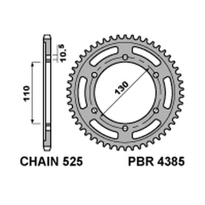 PBR zębatka tylna 4385 43 C45 suzuki gsxr 600 (11-16), yamaha MT-07`14-16 (JTR1876.43) (łańc. 525) (made in italy)