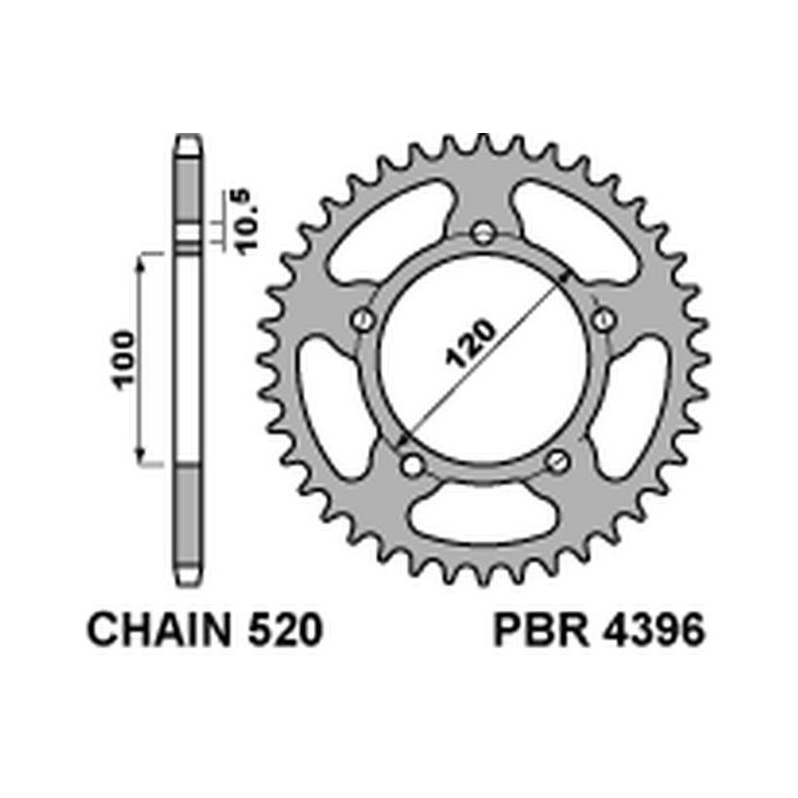 PBR zębatka tylna 4396 39 aprilia rs 125 06-12 (JTR703.39) (made in italy)