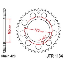 JT zębatka tylna 4413 50 yamaha xt 125X/SM '05-'09 (441350JT) (łańc. 428) - zastępuje JTR1134.50ZBK