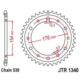 JT zębatka tylna 4434 43 honda VFR750, VFR800 v-tec '02-'14, VFR800X crossrunner '11-'15 (443443JTZBK) (łańc. 530)