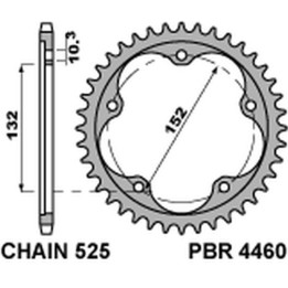 PBR zębatka tylna 4460 43 ( stal hartowana ) mv augusta 800/910/920/989/990/1000 04-16 (łańcuch 525) (made in italy)