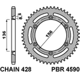 PBR zębatka tylna 4590 59 C45 husqvarna te 125 (4T) 10-'13 (łańc. 428) (made in italy)