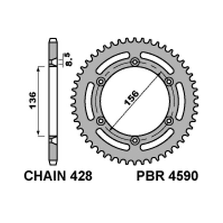 PBR zębatka tylna 4590 59 C45 husqvarna te 125 (4T) 10-'13 (łańc. 428) (made in italy)