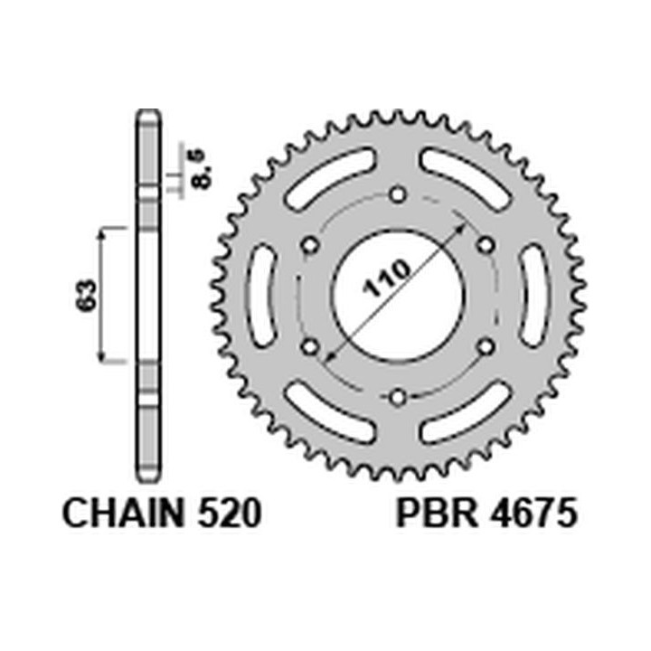 PBR zębatka tylna 4675 45 ktm 125 duke '14-18, 390 duke/rc '13-18 (JTR890.45) (łańc. 520) (made in italy)