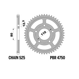 PBR zębatka tylna 4750 42 honda crf 1000 / 1100 l africa twin / adventure sport '16-'23 (475042JTZBK) (łańc. 525)