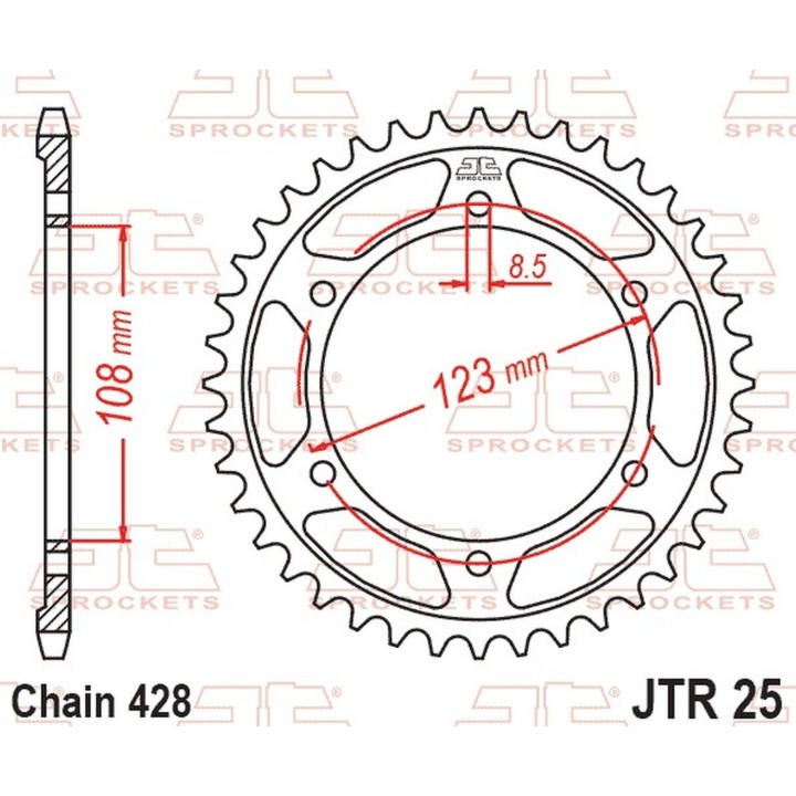 JT zębatka tylna 4606 58 aprilia rs 125 / replica / tuono 125 '21-'23 (460658JT) (łańc. 428)