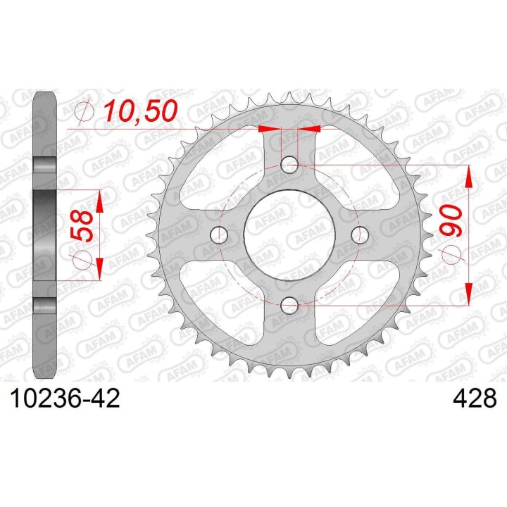 AFAM 2026/04 zębatka tylna 4669 42 honda cbr 125 11-17 (JTR1221.42) (łańc. 428) otwór na śrubę 10,5