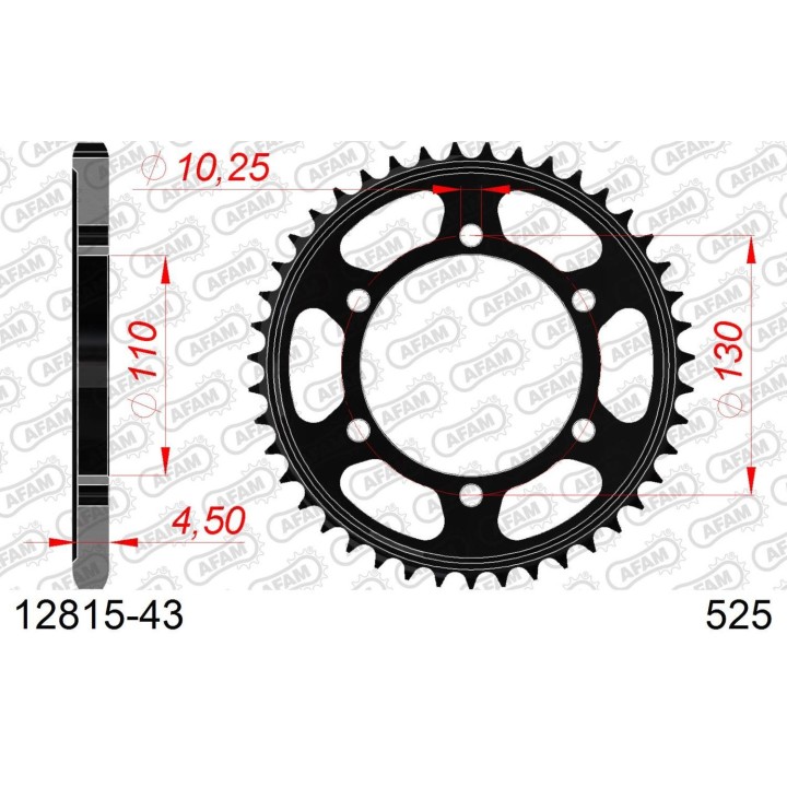 AFAM 2026/04 zębatka tylna 4385 43 suzuki gsxr 600 '11-'19, yamaha MT-07 '14-'22, XSR700 '16-'22 (JTR1876.43) (łańc. 525)