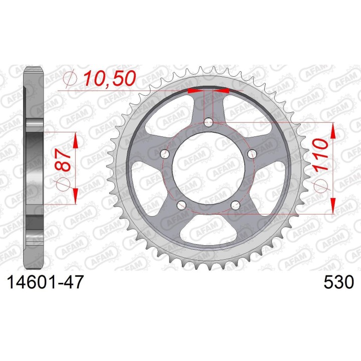 AFAM 2026/04 zębatka tylna 824 47 suzuki gsf 600 95-04, gsf 650 05-06 (JTR829.47) (łańc. 530)