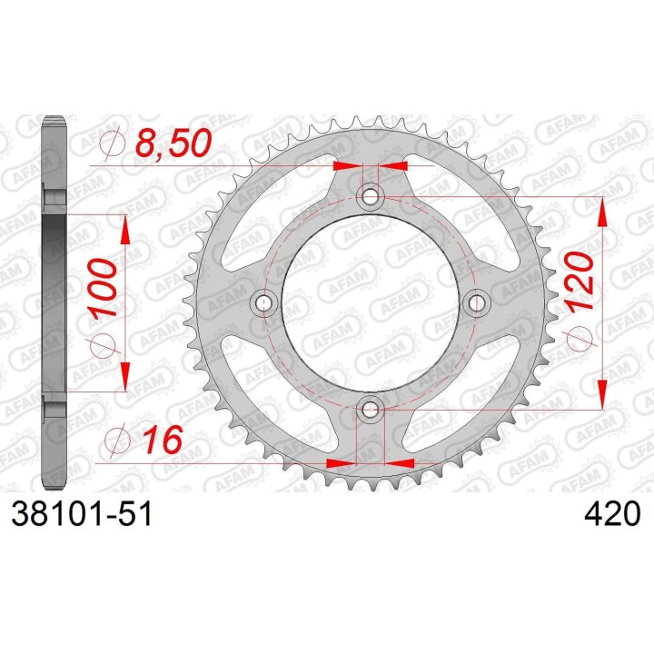 AFAM 2026/04 zębatka tylna 4453 51 beta 50 rr enduro / enduro racing / enduro sport '18-'19 (JTR1141.51) (łańc. 420)