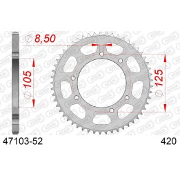 AFAM 2026/04 zębatka tylna 4402 52 yamaha DT50R, rieju 50, peugeot 50, debi senda 50 (JTR1131.52) (łańc. 420)