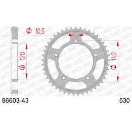 AFAM 2026/04 zębatka tylna 4409 43 suzuki gsf 1250 '06-'16, gsxr 1000/1300 (JTR1800.43) (łańc. 530)