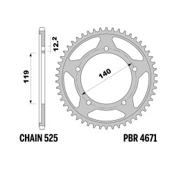 PBR zębatka tylna 4671 45 bmw m 1000 rr '21-'26, s 1000 rr '24-'26 (JTR10.45) (łańc. 525) (made in italy)