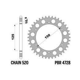 PBR zębatka tylna 4728 46 benelli trk 502X, trk 702 (łańc. 520) (made in italy)