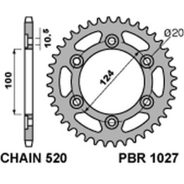 PBR zębatka tylna 1027 42 C45 ducati monster 695/800 (JTR735.42) (łańc. 520) (made in italy)