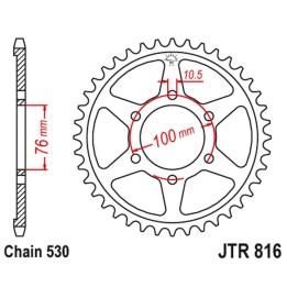 JT zębatka tylna 816 45 suzuki GSXR1100, GSXR750 (92-95) (81645JTZBK) (łańc. 530) - zamienna z 825 45