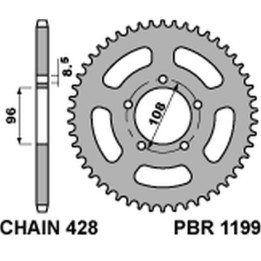 PBR zębatka tylna 1199 49 C45 mz 125 rt/sm (łańc. 428) (made in italy)