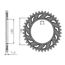 SUNSTAR zębatka tylna 4324 57 yamaha tdr 125 '93-'99 (JTR1847.57) (łańc. 428) (432457JT)