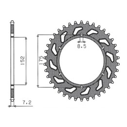 SUNSTAR zębatka tylna 844 57 yamaha dt 125R/RE 99-06 (JTR839.57) (łańc. 428) (84457JT)