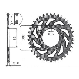 SUNSTAR zębatka tylna 714 43 aprilia rs 125 '93-'05 (JTR701.43)* (łańc. 520) (71443JT)