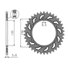 SUNSTAR zębatka tylna 702 49 husqvarna sms 125 '01-12, suzuki dr 250 (90-03) (JTR822.49) (łańc. 520) (70249JT)