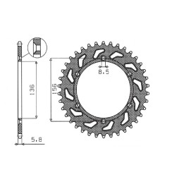 SUNSTAR zębatka tylna 702 50 husqvarna SM 610 (08-09), suzuki DR350 (90-03), rgv 250 (91-96) (JTR822.50) (łańc. 520) (70250JT)
