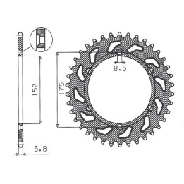 SUNSTAR zębatka tylna 856 43 yamaha TT600R '98-'03, TT600S '93-'95, yfz 350 BANSHEE`89-06 (JTR853.43)* (łańc. 520) (85643JT)