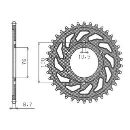 SUNSTAR zębatka tylna 825 44 / 816 44 suzuki GSXR1100, GSXR750 (92-95) (JTR816.44) (łańc. 530) (81644JT)