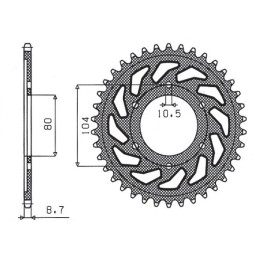 SUNSTAR zębatka tylna 488 44 kawasaki ZX9R (94-97), ZZR1200 (02-05) (JTR488.44) (łańc. 530) (48844JT)