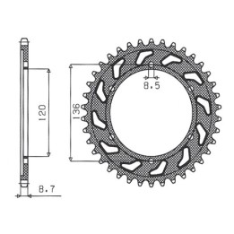 SUNSTAR zębatka tylna 864 44 yamaha xj 600 h,n 84-91, yx 600 radian 86-87 (JTR862.44) (łańc. 530) (86444JT)