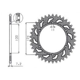 SUNSTAR zębatka tylna 4366 43 ducati 944 ST2 '97-'03, 992 ST3 '04-'07 (JTR745.43) (ŁAŃC.525) (436643JT)