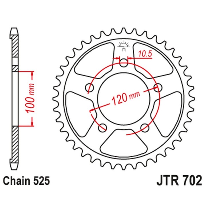 JT zębatka tylna 4363 42 aprilia rsv 1000 mille r/sl/sp '98-'03 (JTR702.42) (łańc. 525)