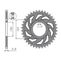 SUNSTAR zębatka tylna 4444 38 ducati monster / ABS 821 '15- 20, panigale 899 898 '14-15, scrambler ABS 800 '15-16 (JTR746.38) (…