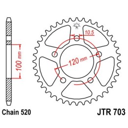 JT zębatka tylna 703 41 cagiva tamanaco 125 88-91 (70341JT) (łańc. 520) - zastępuje 70340JT (JTR698.40)