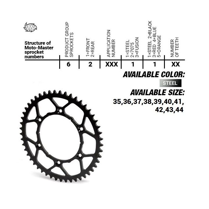 MOTO-MASTER zębatka tylna stalowa ultralight 4644 41 (464441) ktm SX 50/SX 50 mini '14- , SX-E5 e-bike '19-, gasgas mc 50 mc-e…