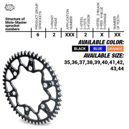 MOTO-MASTER zębatka tylna aluminiowa T7075 (ergal) 4644 42 (464442) ktm SX 50/SX 50 mini '02- , SX-E5 e-bike '19-, gasgas mc 50…