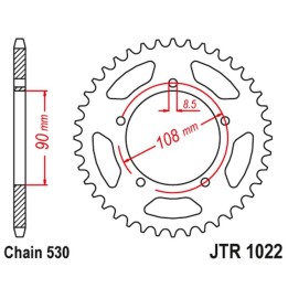 JT zębatka tylna 1022 42 ducati 500 desmo/ sl '79-84'; 750 F1 '85-88'; 900 S2 '83-85' cagiva 350/650 alazzurra sports '85-88' (…