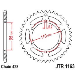 JT zębatka tylna 486 45 cagiva 125 elefant/stx aletta rossa '83-88' (48645JT) (łańc. 428)