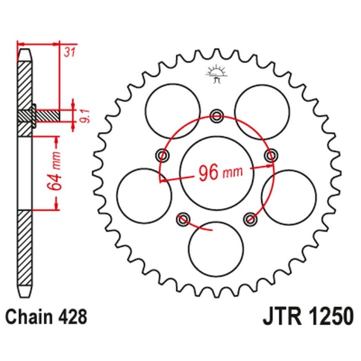 JT zębatka tylna JTR1250 48 honda nx 125 '89-90' (JTR1250.48)*(ŁANC428)