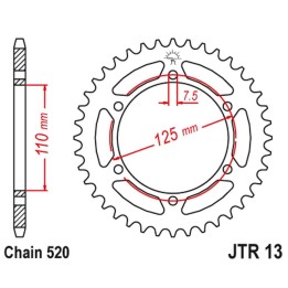 JT zębatka tylna 4357 44 honda cbr 600F '99-'00 (PC35 (+1) (435744JT) (łańc. 525)