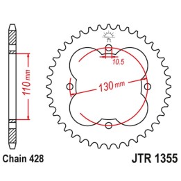 JT zębatka tylna 4355 50 honda trx 90 '93-19', trx 125 '87-88' (435550JT) (ŁAŃC.428)