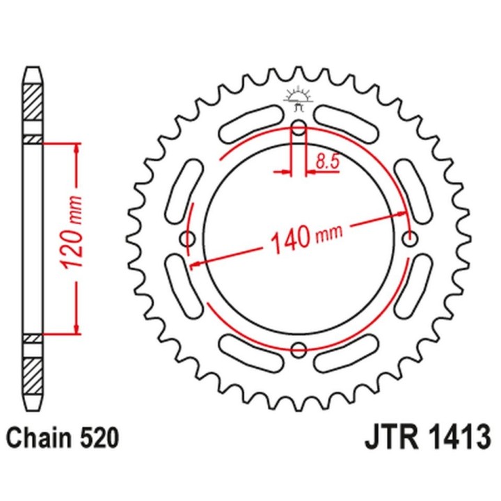 JT zębatka tylna 4354 39 kawasaki kxf a tecate '87-88' (ATV) (435439JT) (ŁAŃC.520) na zamówienie