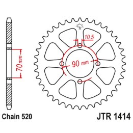 JT zębatka tylna 5302 43 kawasaki ksf 250 mojave '87-04', kef 300 lakota '95-03' (530243JT) (ŁAŃC.520)